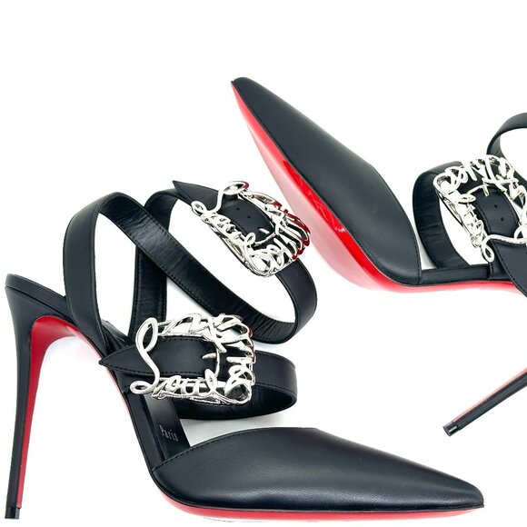 Christian Louboutin GIDDYLINA 100 Buckled Leather Sandals Heels Pumps - Picture 14 of 16